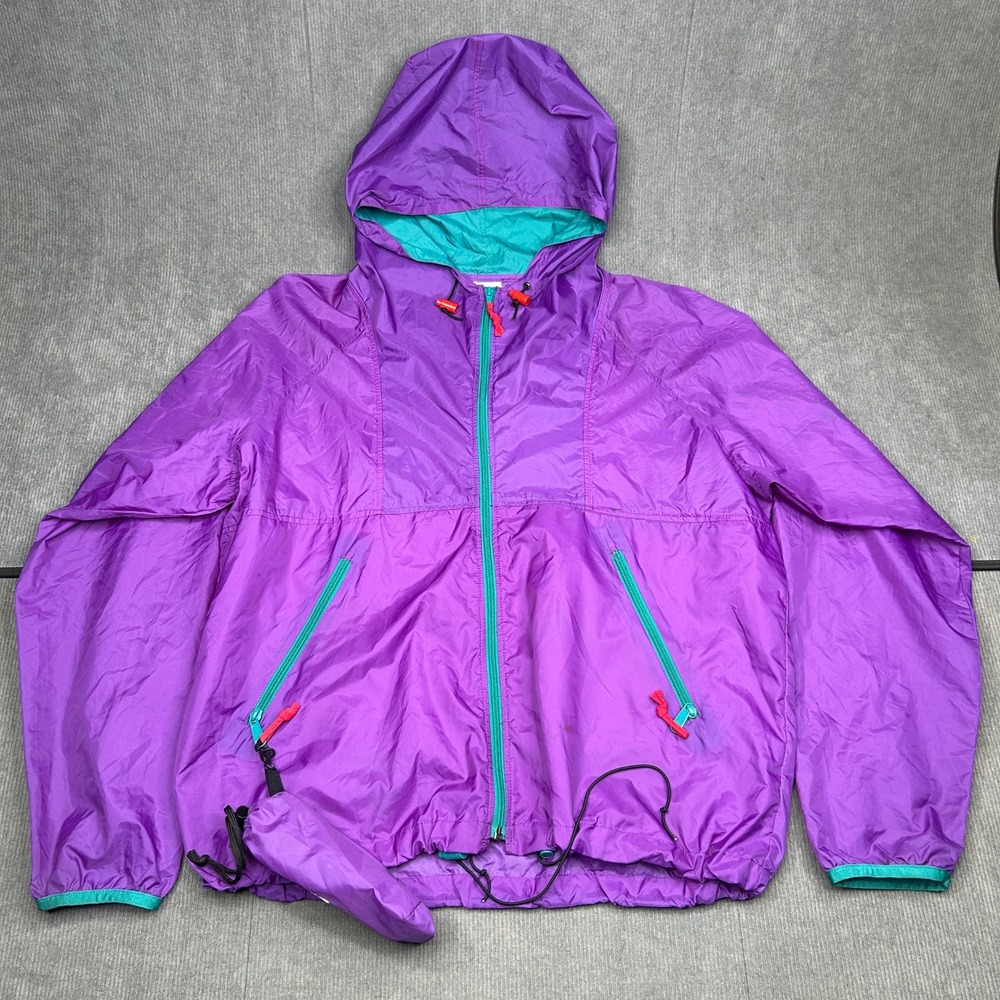 Sierra Designs Packable Windbreaker Jacket Purple Teal Lightweight Large Vintage
